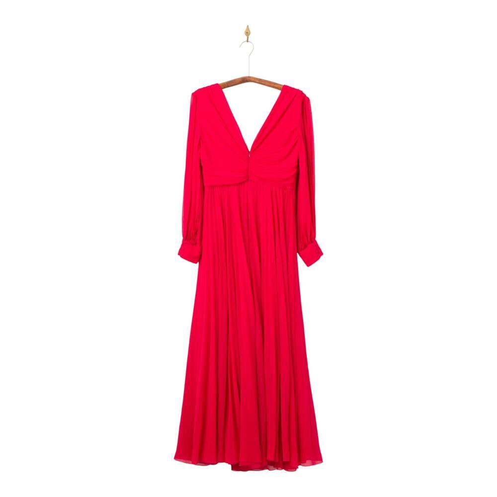 Badgley Mischka Fuchsia Pleated Gown Size 10 - Picture 5 of 10